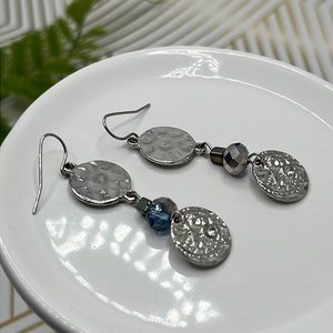 Silver Double Hammered Earrings.